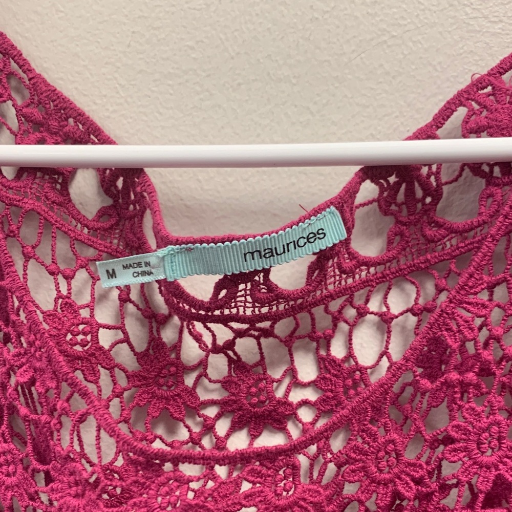 Maurices Crochet Lace Blouse in Deep Pink - Picture 2 of 3